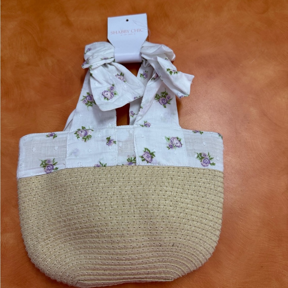 Shabby Chic Purple Floral Tan Tote